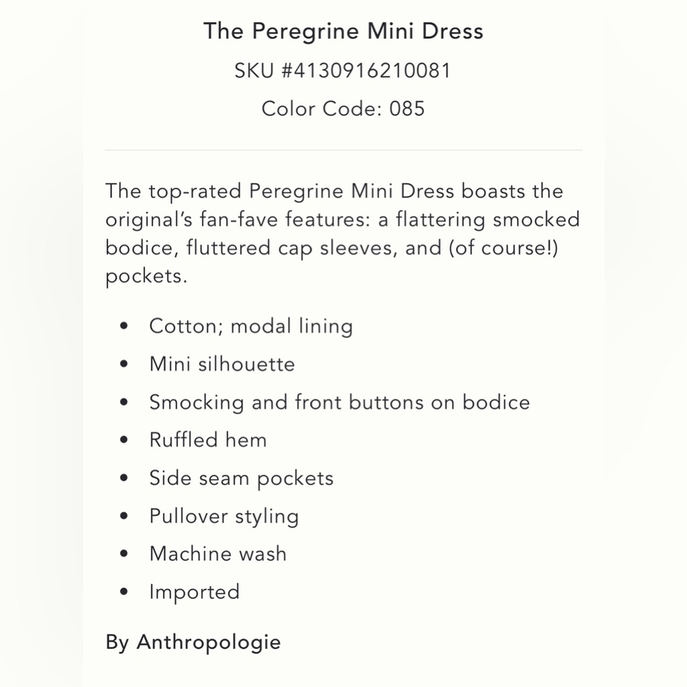 Anthropologie The Peregrine Mini Dress Multicolor Floral, small - Picture 7 of 7